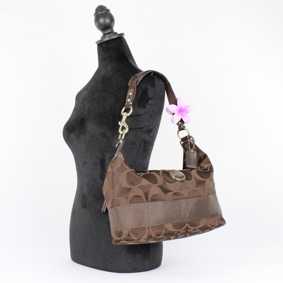 Coach Y2K Signature Stripe Brown Hobo Bag - Picture 3 of 9